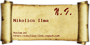 Nikolics Ilma névjegykártya